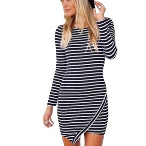 S.O.R.A.D. By ATV Black & White Striped Irregular Bottom Dresses Size XL NEW